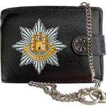 Klassek The Royal Anglian Regiment Image Men Chain Wallet Real Leather Cap Badge Emblem Military Crest Insignia RFID Blocking with Coin Pocket and Metal Gift Box