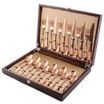 FNS International Rosella 24 Pieces Rose Gold Cutlery Set with Beautiful Packing (Rose Gold, 8 inches)