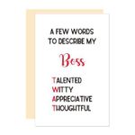 Ure Tenk Naughty Great Word Describe Boss Card, Heartfelt Card for You Boss, Gift for Talented Witty Appreciative Thoughtful Boss