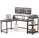 TEKAVO L Shape Multi-Utility Office Table, Computer Desk for Home Office, Engineered Wood Finish, Writing, Study, Laptop Table Desk with Storage Shelves and Monitor Riser(145L x 55W x 95H CM) | DIY