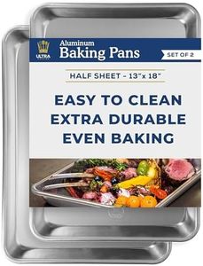 Ultra Cuisine Baking Sheet Pan Set of 2- Professional Bakeware for Roasting, Cooking & More - Food Safe, Warp Resistant, Bake Trays for Oven - Rimmed Half Cookie Sheets for Baking (Aluminum 18 x13")