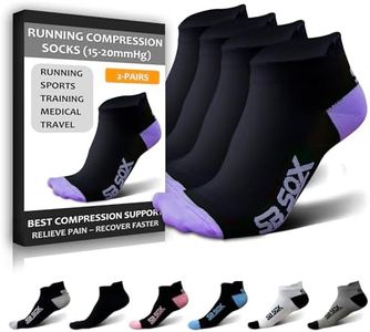 SB SOX 2-Pair Compression Running Socks for Men and Women – Low Cut/Ankle Athletic Socks for All-Day Wear (Small, Black/Purple)