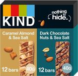 KIND Bars, Gluten Free Snack Bars, Variety Pack, Dark Chocolate Nuts & Sea Salt and Caramel Almond & Sea Salt, 24 Bars