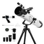 Audavibe Stellar Newtonian Reflector Telescope w 235x Ultra HD Zoom, Fully Coated Glass Optics, Alt-Az Mount w Educational App on Space to Explore Moon, Planets & Deep Sky Objects (70076)