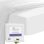 Pizuna Luxurious Cotton King Size Fitted Sheet White, 1000 Thread Count 100% Long Staple Cotton Fitted Sheets King Size 160x200 cm, Sateen Weave Thick Fitted Sheet Extra Deep 40 cm Fit - 1 PC