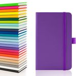 Notes London Eco A6 Notebook with Lined Pages, Pen Loop, Ribbon, Date Marks and Paper Pocket, Pocket Hardback Journal, Note, sustainably sourced paper (Purple)