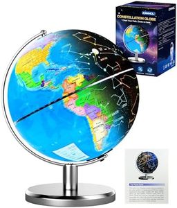 JOWHOL 8'' Illuminated World Globe with Constellation Night Light, Easy to Read HD Text Educational Earth Globe for Children with Heavy Stand, Student Kids Geography Gift