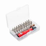 HPMAISON 32 in 1 Precision Screwdriver Set, 30 Magnetic Screwdriver Bits, Adjustable Pole & Anti-Slip Handle, Work Repair Tool for Household Appliances, Electronics, Crafts & DIY Projects (Red)