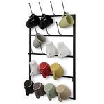 MyGift 5-Tier Black Metal Wall Mounted Kitchen Coffee Mug Rack Cup Holder with 18 Hooks, Farmhouse Style Hanging Display Organizer for Mugs, Tea Cups and Mason Jars