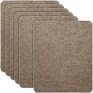 Azobur Coarse Linen Repair Patches, 6 Piece Self-Adhesive Linen Fabric Patches, Multi Color, Can be Used for Linen Sofa Repair and Linen Clothes Repair, Quick Fix Sofa.(Brown)