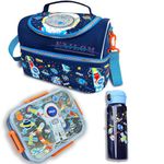 IDENSIC Kids Double Decker Cooler Insulated Lunch Bag for Boys, Girls, Men, and Women, with Adjustable Strap Reusable Toddler Lunchbox for School and Daycare Cute Travel Bags (3 in 1 Space)