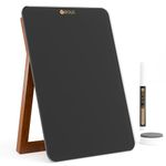 Desktop Black Glass Dry Erase Whiteboard with Reversible Wood Stand, Small Portable White Board Easel for Desk, Reusable Desk Notepad 9.5"x6.7" for Office, Home, School, Marker&Eraser Included, Yeoux