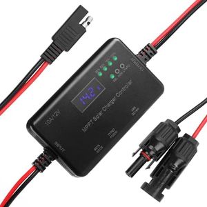OXSUN MPPT Solar Charge Controller, 12V 10A Solar Panel Regulator with USB and Type-C outports Solar Regulator Compatible with Gel AGM LiFePO4 Battery