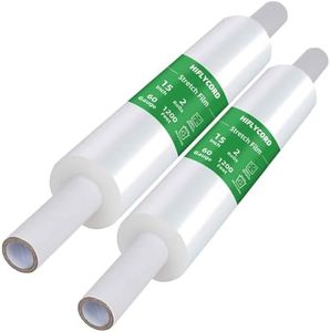 Shrink Wrap Roll, 15 Inch x 1200 Feet Stretch Film for Pallet Wrap, Heavy Duty Industrial Strength Stretch Wrap with Handles, Moving Wrapping Plastic Roll, 60 Gauge(Clear 2 Rolls)