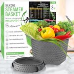 Silicone Steamer Basket For 3QT Instant Pot, Ninja Foodi, Other Pressure Cookers [6qt & 8qt avail] - Multiuse Silicone Strainer Steam Basket - Vegetable Steamer Basket for Pot & Pressure Cooker, Grey