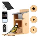 Bird Box Camera 5MP HD, Bird House for Garden, 2.4G WiFi and Notifications, Observe Nesting and Hatching, Take Photos, Record Videos, Night Vision, Nesting Box for Blue tits, Great tits and Sparrows