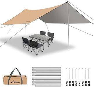 WADEO Camping Rain Fly with Heavy Duty Poles Kit, 10x12FT Tarp Oxfordfabric Tent Waterproof UV Protection for Outdoor Hammock Shelter Camping Tarp Pad, Hiking, Camper Gear