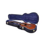 Crossrock Hard-Shell Wood Case for Baritone Ukulele, Sponge Lining, Metal Feet, Storage Space, Black (CRW620BUBK)