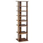 COSTWAY 7-Tier Shoe Rack, Freestanding Wooden Shoe Shelf Storage Stand, Single/Double Row Corner Shoes Organiser Unit for Home Hallway Entryway Closet (27 x 26 x 110cm, Rustic Brown)