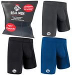 Real Men Bulge Enhancing Pouch Underwear for Men – 1 or 4 Pack Set 6-7 Inch- Ice Silk Mens Boxer Briefs with B & D Pouch, D Pouch 3 Pack- Black Blue Grey, XXL