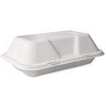 Biodegradable Sugarcane Clamshell Takeaway Box 9 x 6 Inch - Pack of 50 - Eco-friendly Packaging