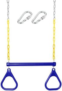 18" Trapeze Swing Bar Rings - 48" Heavy Duty Plastic Coated Chains - Swing Set Accessories with 2 Locking Carabiners