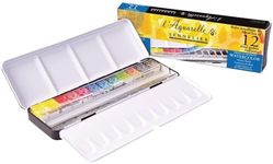 Sennelier - L'Aquarelle Professional Watercolor Paint Set (12 Half Pans) with Metal Palette Box | High Honey Content for More Luminosity & Brilliance