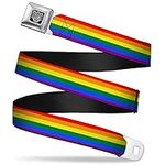 Buckle-Down Seatbelt Belt - Flag Pride Rainbow - 1.5" Wide - 32-52 Inches in Length