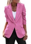 PRETTYGARDEN Women's 2024 Fall Business Casual Blazers Long Sleeve Notch Lapel Trendy Work Office Blazer Jackets Outerwear (Pink,Medium)