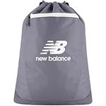 Concept One New Balance Drawstring Backpack, Small Gym Travel Bag with Front Zip Pocket, Sports Cinch Sack for Men and Women, Grey, 17.5 Inch, New Balance Drawstring Backpack, Small Gym Travel Bag With Front Zip Pocket, Sports Cinch Sack for Men and Women