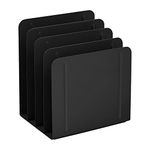 Acrimet Desk Metal File Sorter Organizer, 4 Sections, Office and Home File Management Solution (Black Color)