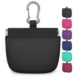 Gobeigo【One-Hand Access Silicone Dog Treat Pouch, Small Pocket Sized Training Pouch with Pull Tab & Auto Closing Lid for Easy Pet Training & Walking (Black)