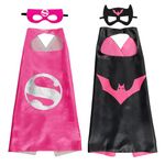 Mizzuco Superhero Capes for Kids,Superhero Costume Boys Grils Halloween Supplies for 3-10 Years Old (Pink+Black)