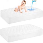 COMFLIVE 2 Pack Waterproof Crib Mattress Protector - Quilted Baby Mattress Protector Fitted Deep Pocket from 9 inches - Extra Soft Baby Bedding - Breathable & Noiseless Crib Mattress Cover Pad 52"x28"