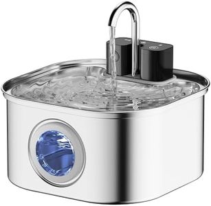 OMIPAWZ Cordless Cat Water Fountain Stainless Steel, 3.2L Automatic Wireless Pet Drinking Fountain Battery Operated with Water Level Window for Cats Dogs