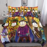 HESHS South Park Quilt Cover 3D Printed Bedding Cartoon Duvet Cover Set Microfiber Comforter Cover 3 Pieces Sets with Pillow Cases for Kids Teens Adults Double（200x200cm）