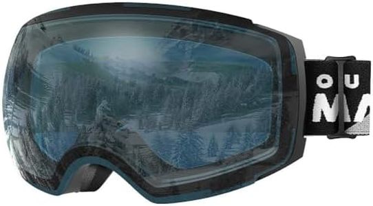OutdoorMaster Ski Goggles PRO - Frameless, Interchangeable Lens 100% UV400 Protection Snow Goggles for Men & Women (Black Frame VLT 60% L.Blue Lens and Free Protective Case)