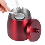 HARTAR Smokeless Ashtrays for Cigarettes Indoor, Ash Tray Sets Outdoor Windproof Cute Home Large Funny Metal Outside Ashtray with Lid for Cigarettes Butt Can for Outside Patio, Red, Small