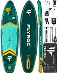 Flyroc 11'6x35'' Extra Wide Inflatable Paddle Board, 450lb Capacity Stand Up Paddle Board for Adults (x3), Stable Inflatable SUP, All Skill Levels, 3 Handles, 3PCS Paddle, 5L Dry Bag, 100L Backpack