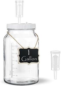 Qianfenie 1 Gallon Large Fermentation Jars with Airlocks and Airtight SCREW Lid, Wide Mouth Glass Jars with Scale Mark, Heavy Duty Fermentation Lid with Silicone Gaskets and Seal, Pickle Jars