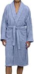 Superior Hotel & Spa Robe, 100% Premium Long-Staple Combed Cotton Unisex Bath Robe for Women and Men - Small, Blue