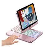 360° Rotatable Touch Keyboard for iPad Mini 6th Generation Backlight Keyboard Built‑in Trackpad, Bluetooth Foldable Keyboard Cover for iPad Mini 6 2021 (Rosegold)