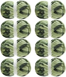 MABOZOO Tie Dye Chunky Yarn for Crocheting & Knitting, 8 Pack - Soft Plush Sage Green Fluffy Jumbo Chenille Yarn,Giant Thick Fuzzy Bulky(29 yds, 8 oz Each Skein)