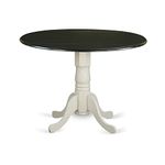 East West Furniture DLT-BLW-TP Dublin Dining Room Table - a Round Solid Wood Table Top with Dropleaf & Pedestal Base, 42x42 Inch, Black & Linen White