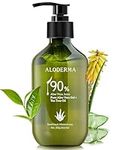 Aloderma Organic Aloe Vera Gel for Skin + Tea Tree Oil, Made within 12 Hours of Harvest, Soothing Pure Aloe Vera Gel for Face, Works Great for Scalp, Acne & Aftershave, All Natural Aloe Gel - 10.6 Oz