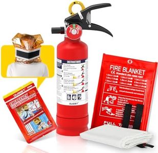 Ougist Fire Extinguisher Combo – 2 Pack ABC Dry Powder 2.5 lb with Japanese-Style Handle + Emergency Escape Smoke Hood for Home, Kitchen, Vehicle – Red
