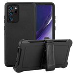 Galaxy Note 20 Ultra Case,Drop Protection Full Body Rugged Heavy Duty Case,Shockproof/Drop/Dust Proof 3-Layer Protective Durable Cover for Samsung Note 20 Ultra (Black with Belt Clip)