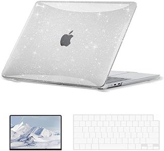 EooCoo Compatible with MacBook Air 13.6 inch Case 2024 2023 2022 M3 A3113 A2681 M2 with Retina Display, Plastic Hard Shell Case + Keyboard Skin Cover + Screen Protector,Sparkly Clear