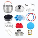 8 Quart Pressure Cooker Accessories Compatible with Instant Pot 8 Qt Only - Steamer Basket, Silicone Sealing Rings, Egg Bites Mold, Glass Lid, Springform Pan, Egg Steamer Rack and More