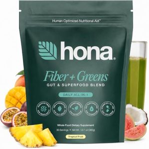 Fiber and Greens Powder - Gut & Superfood Blend, Greens Superfood Powder with 8g Fiber, Prebiotics, Probiotics & Natural Caffeine, Gluten Free, Sugar Free, Vegan, 30 Servings
